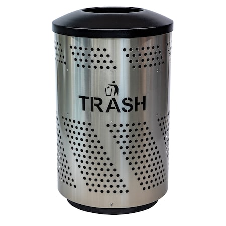 Ex-Cell Kaiser Arena-Perforated 51-Gal. Trash Receptacle, Stainless Steel ARENA-51 T SS/BLK